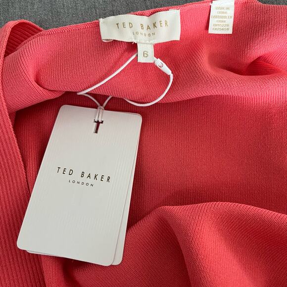 Ted Baker London Coral Bodycon V-Neck Sleeveless Stretch Mini Dress US 14/L NWT - Picture 4 of 13